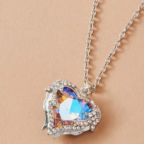 Rhinestone Heart Charm Necklace - Picture 1 of 3